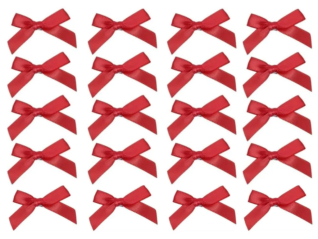 20 Mini-barrettes rouges avec petits nœuds pour filles et bébés