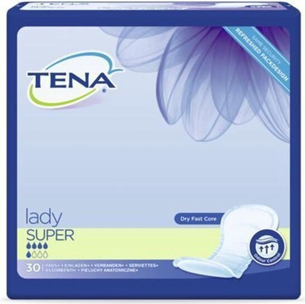 Tena Lady, Super Wkładki Pielęgnacyjne, anatomiczne, 30 Zdjęcie produktu 