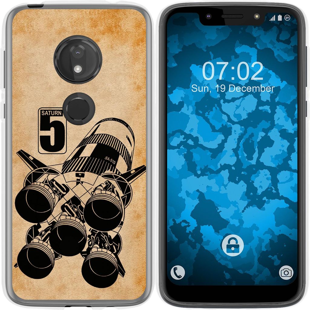 PhoneNatic Case kompatibel mit Motorola Moto G7 Play Silikon-Hülle Space Moon Rocket M3