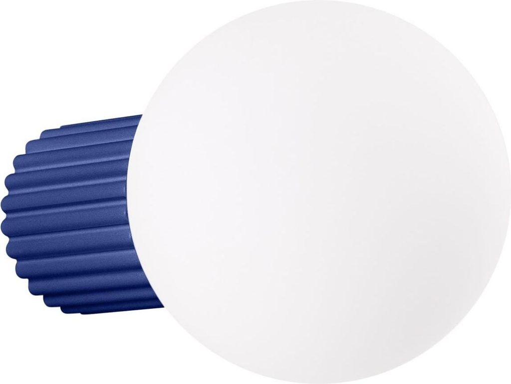 Wandleuchte Badezimmer IP44 Glas Aluminium Marineblau G9 H:12 cm rund blendarm Spiegel Wandlampe Bad