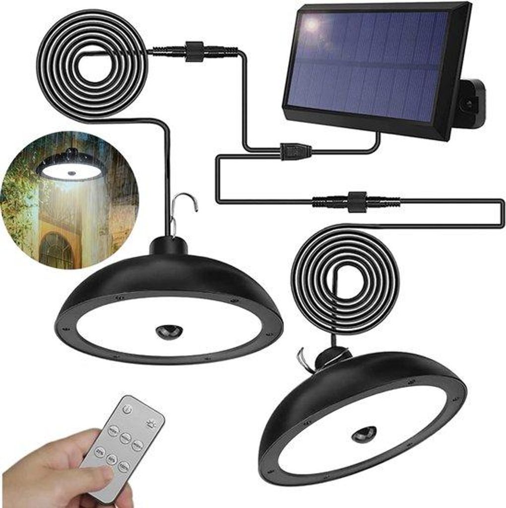 Solární závěsná lampa – Dvojitá lampa s dálkovým ovládáním Obrázek produktu 