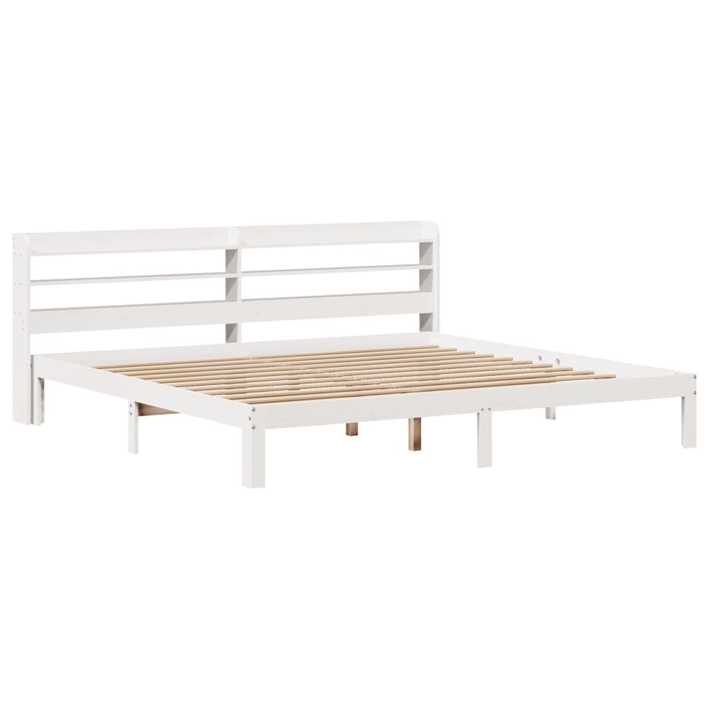 vidaXL Bettgestell mit Kopfteil ohne Matratze Weiß 200x200 cm