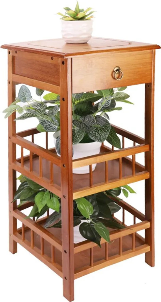 Table d'appoint en bambou avec tiroir vintage - Table de salon 60cm