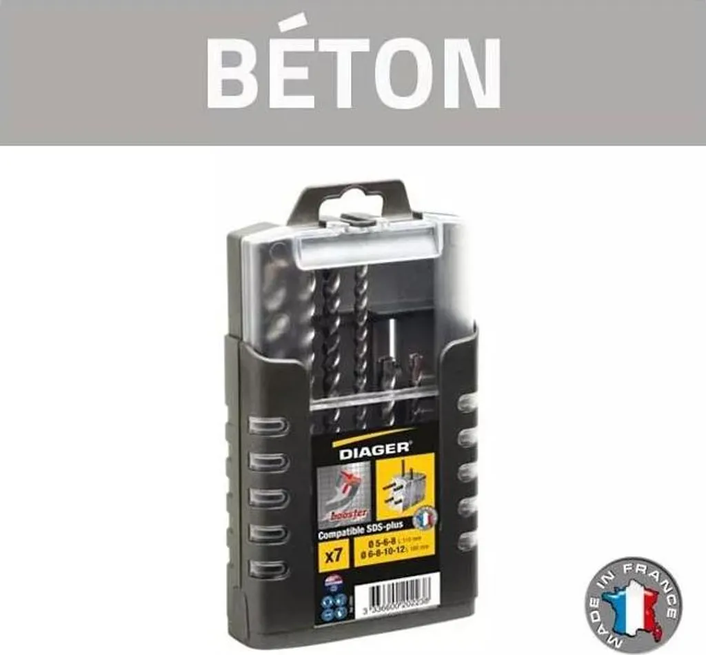Forets béton SDS plus DIAGER 1000U pour perçage sans effort coffret 7