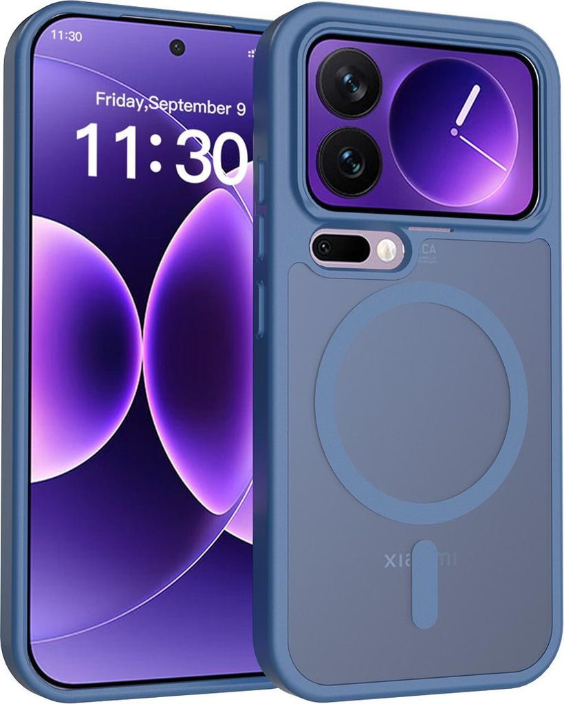 Magnetisch Hülle für Xiaomi 17 Pro, Kompatibel mit MagSafe, Transluzente Matt Rückseite Stoßfeste Handyhülle Dunkelblau