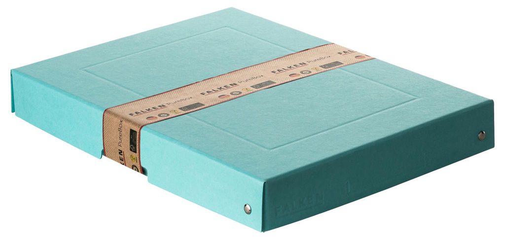 Aufbewahrungsbox Türkis, A4, 32 x 24 x 4 cm, mit Deckel,Pappe, genietet