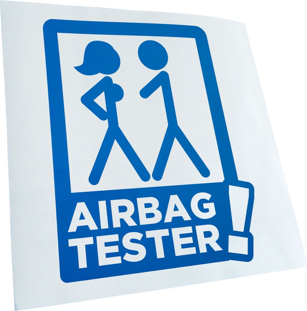 Kiwistar - Autoaufkleber - Airbag Tester - Blau - 30x23cm - Aufkleber für Auto, Laptop, Fahrrad, LKW, Motorrad mehrfarbig JDM Decal Racing