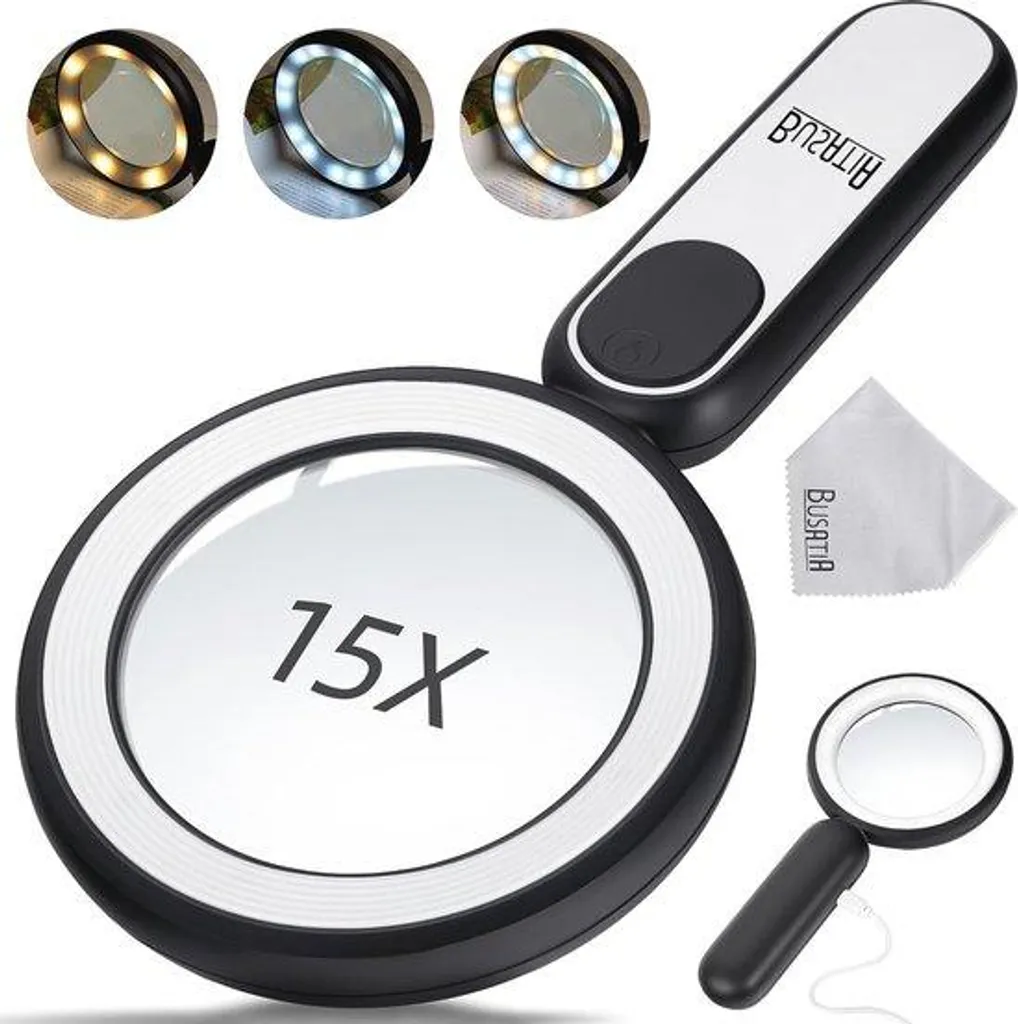 Loupe électrique 15x LED pour lire sans fatigue oculaire ni ombre