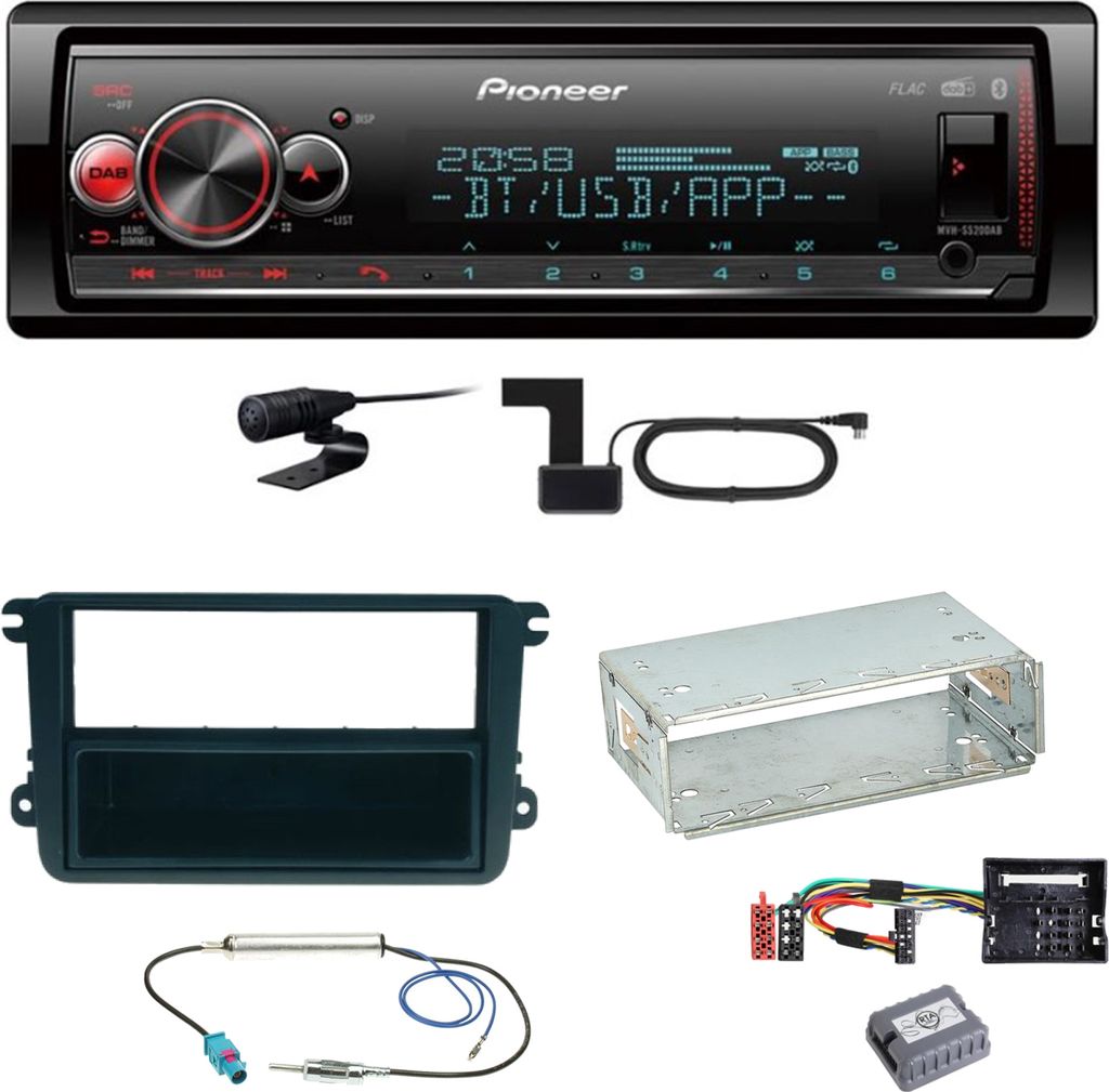 Pioneer MVH-S520DAB FLAC Digitalradio Einbauset für Seat Leon Altea XL Alhambra