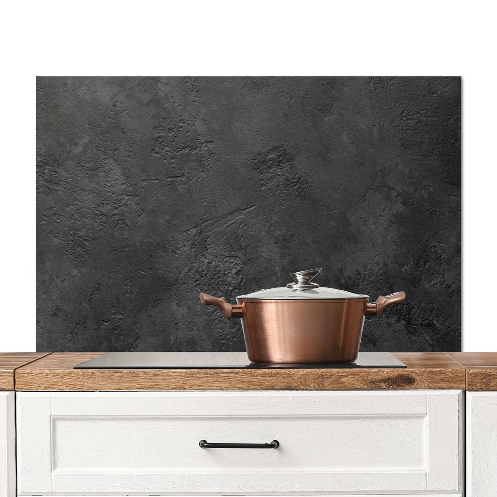 KitchenYeah Spritzschutz Küche - Küchenrückwand - Wandschutz für Herd und Spüle - Beton - Strukturiert - Industriell - Schwarz - Grau 100x6...