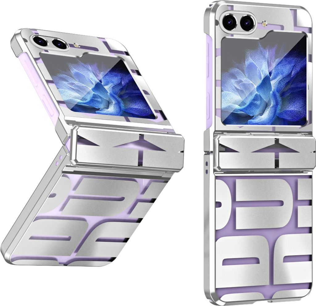 Hülle für Samsung Galaxy Z Flip 5 Hülle mit Scharnierschutz, Galvanisierter Klar Schutzhülle Silber