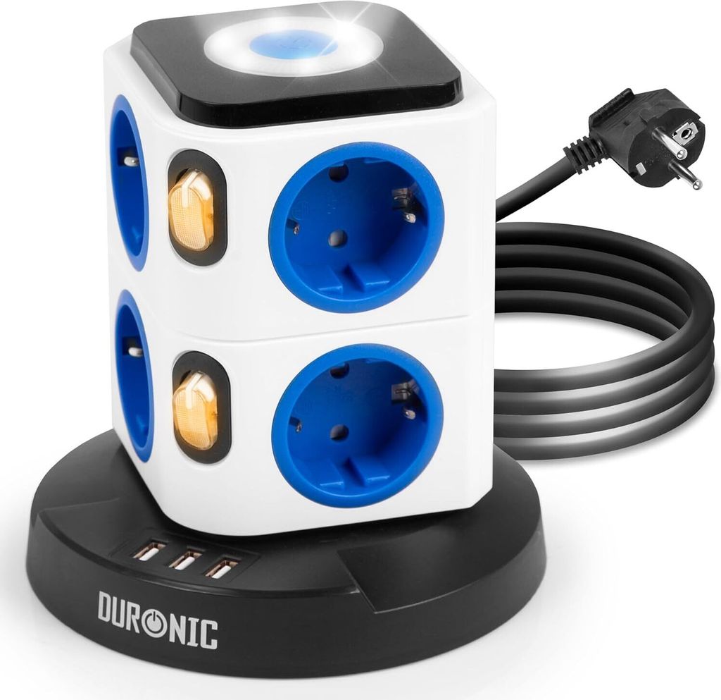 Duronic ET8L Mehrfachsteckdose | Steckdosenwürfel mit 3 USB Produktbild 