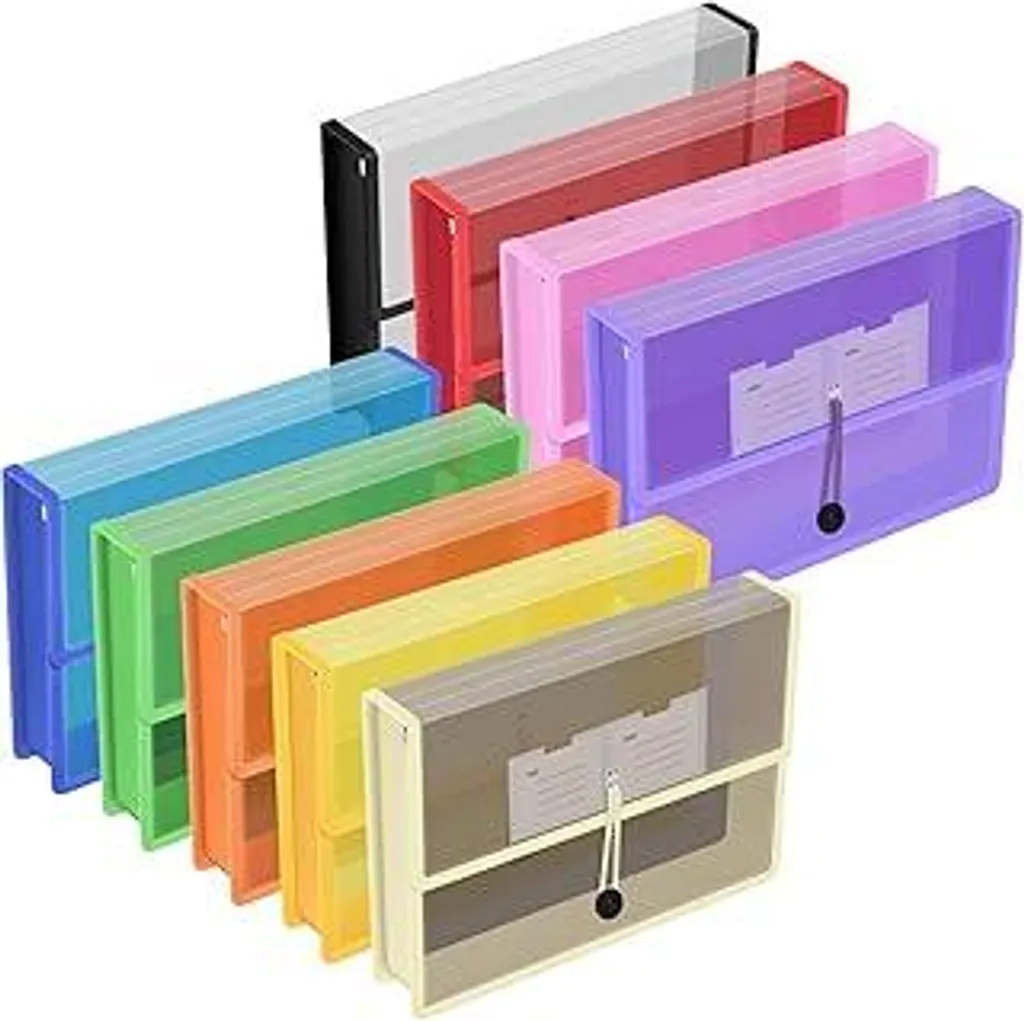 Organizer Documenti A4 FYY - 9 Cartelle Plastica Trasparente con Bottone