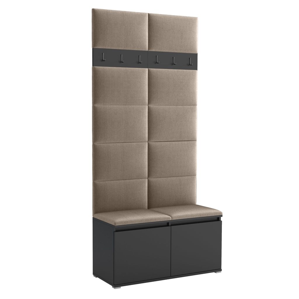 Garderobe LUTON 1 – BLACK 02, Farbe Schwarz, moderner Schrank 40x100x213 cm, funktionale Lösung für den Flur, Garderobeschrank, Flurmöbel