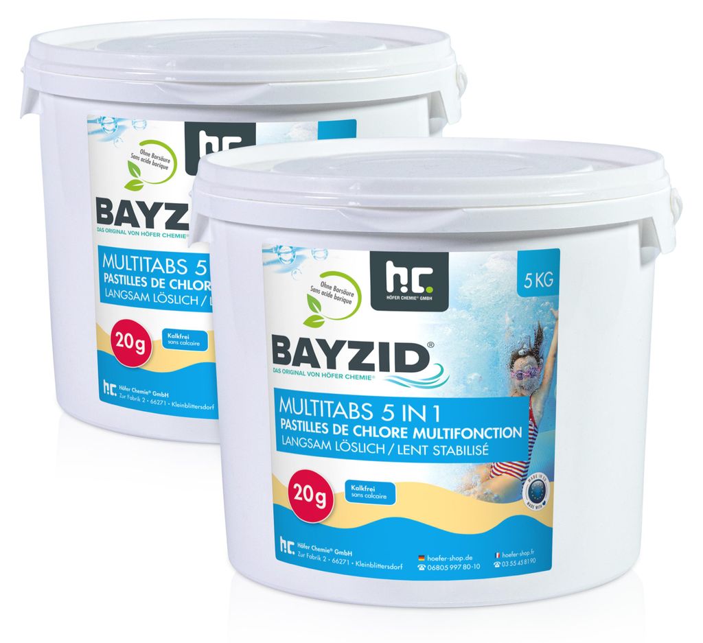 2x 5 kg BAYZID® Multitabs 20g 5in1 für Pools Produktbild 