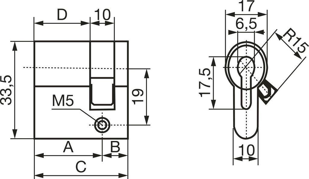 Einbauhalbzylinder gleichsperrend Sperre 61005 Keilbart A29/C40 mm vernickelt