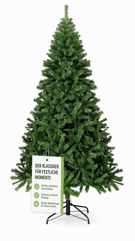 180 cm Künstlicher Weihnachtsbaum mit 1000 grünen Spitzen, Produktbild 