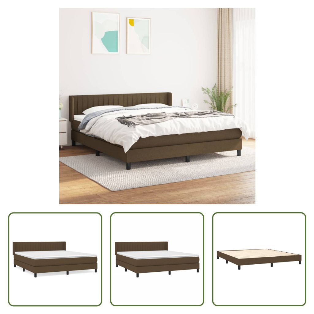 The Living Store Boxspringbett mit Matratze Dunkelbraun 160x200 cm Stoff
