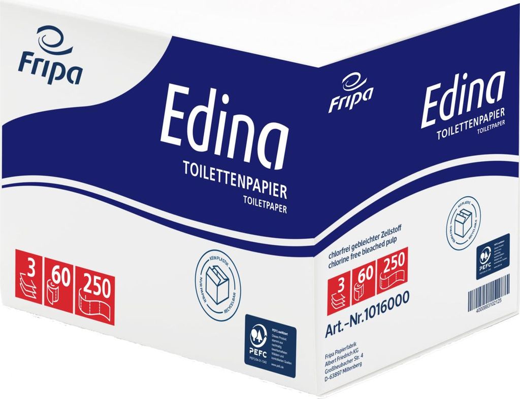 fripa Toilettenpapier Edina, 3-lagig, hochweiß, mit Produktbild 