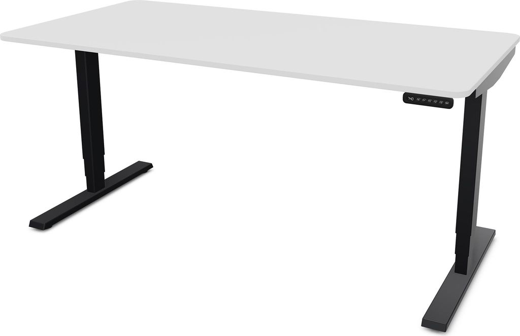 ASSMANN Elektrisch höhenverstellbarer Schreibtisch Y-Line Curved Weiß Schwarz, 160x80cm, Memoryfunktion, 2-fach-Motorik