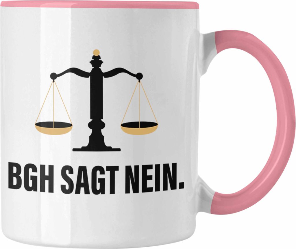 Trendation - Jura Geschenk Tasse mit Spruch für Jurist Juristin Geschenkideen Lustig für Examen Staatsexam (Rosa)