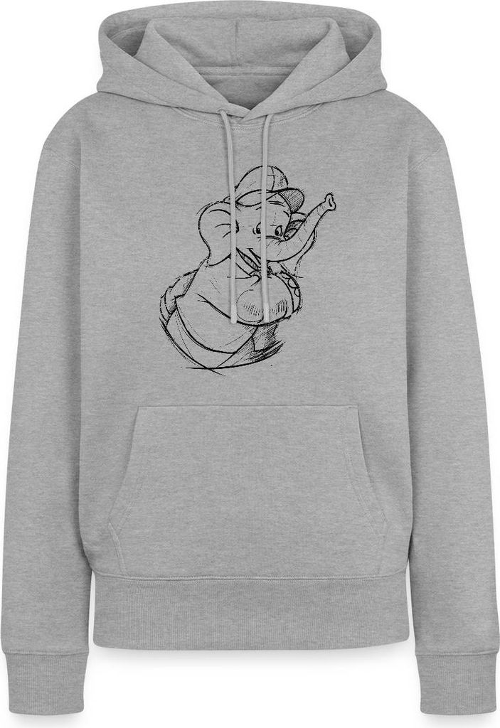 Spreadshirt Benjamin Blümchen Porträt Zeichnung Skizze Damen Premium Hoodie, S, Grau meliert