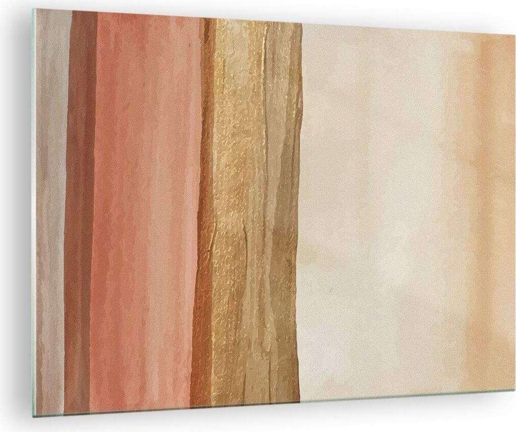 Bilder auf glas - Einteilig - Gold Abstraktion Linien - 70x50cm - Glasbilder - Wandbilder - Bilder - zum Aufhängen bereit - Wanddekoration aus Gla...