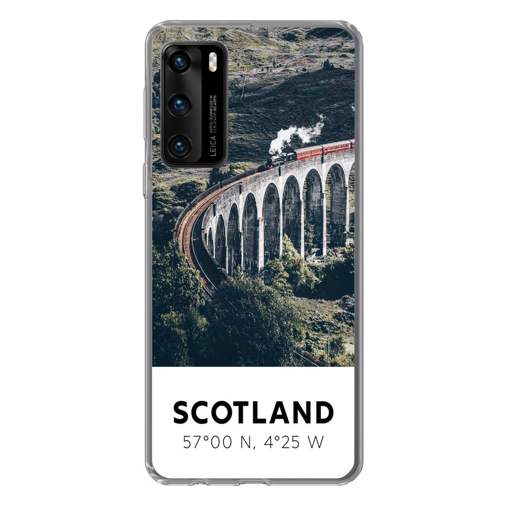 MuchoWow Handyhülle Schutzhülle Hülle für Huawei P40 Schottland - Zug - Sommer - Eisenbahn Silikon Softcase Handy Hülle - Handytasche