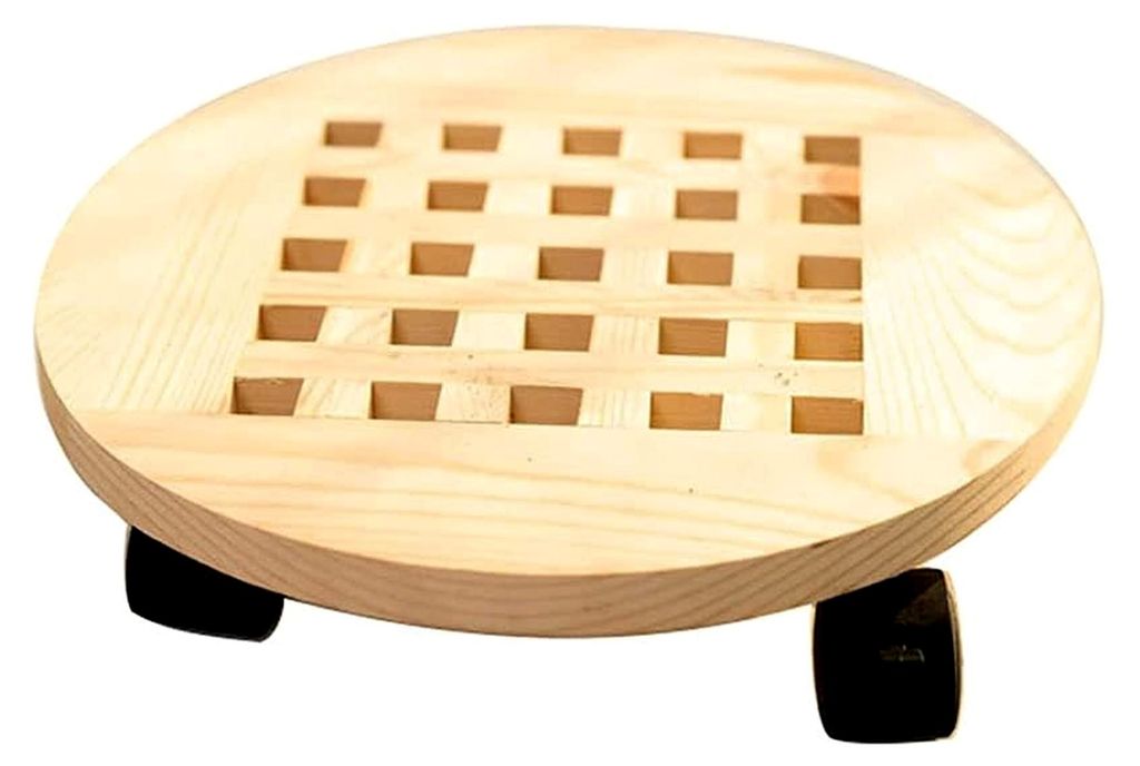 Pflanzenroller, 25 cm Blumentopfständer, Topfpflanzständer, Holz, korrosionsbeständig, wasserdicht, mit 360° drehbaren Rollen, für Innen- und ...
