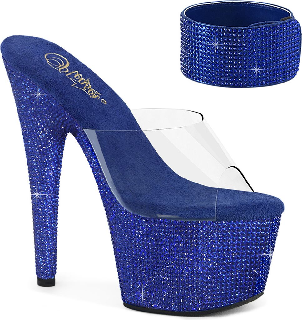 BEJEWELED-712RS Damen Slipper von Pleaser, Transparent Blau , EU 38, US 8