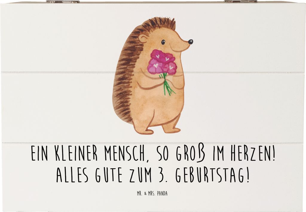 Mr. & Mrs. Panda Kiste 3. Geburtstag Herz 22 x 15 cm - Weiß - Geschenk, fotobox, Spruch, Schatzkiste, mit Deckel, Kind, Truhe, herzergreifend, Hap...