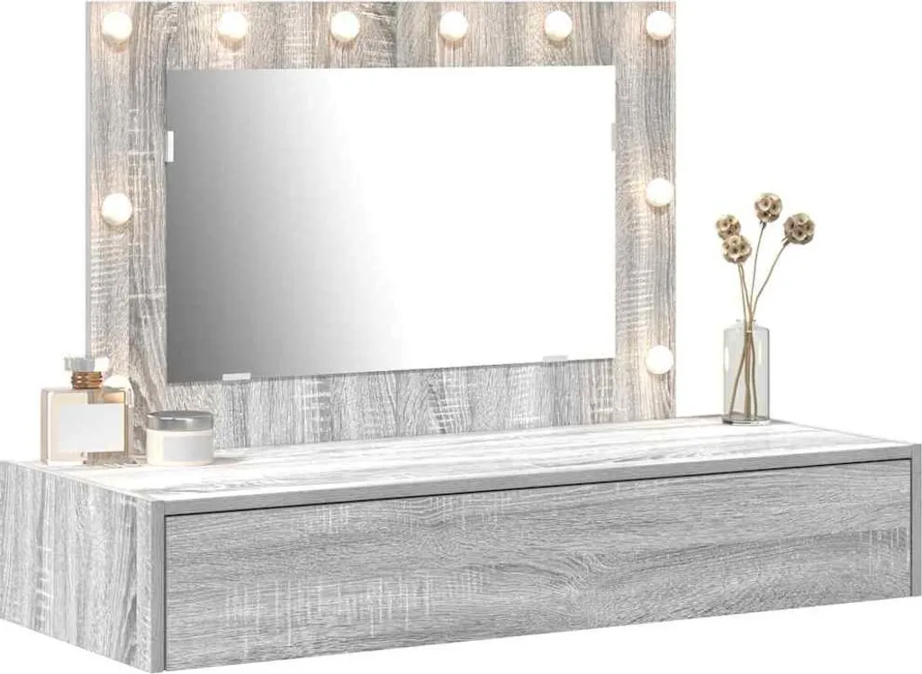 SYFAX Tavolo Trucco 100cm Grigio - Mobile Robusto in Legno Multistrato - 2