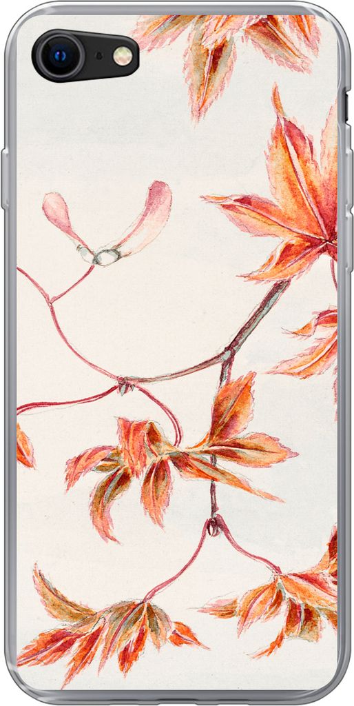 MuchoWow Handyhülle Schutzhülle Hülle für Telefoonhoesje iPhone 8 Japanischer Ahorn - Herbst - Vintage Silikon Softcase Handy Hülle - Schutz...