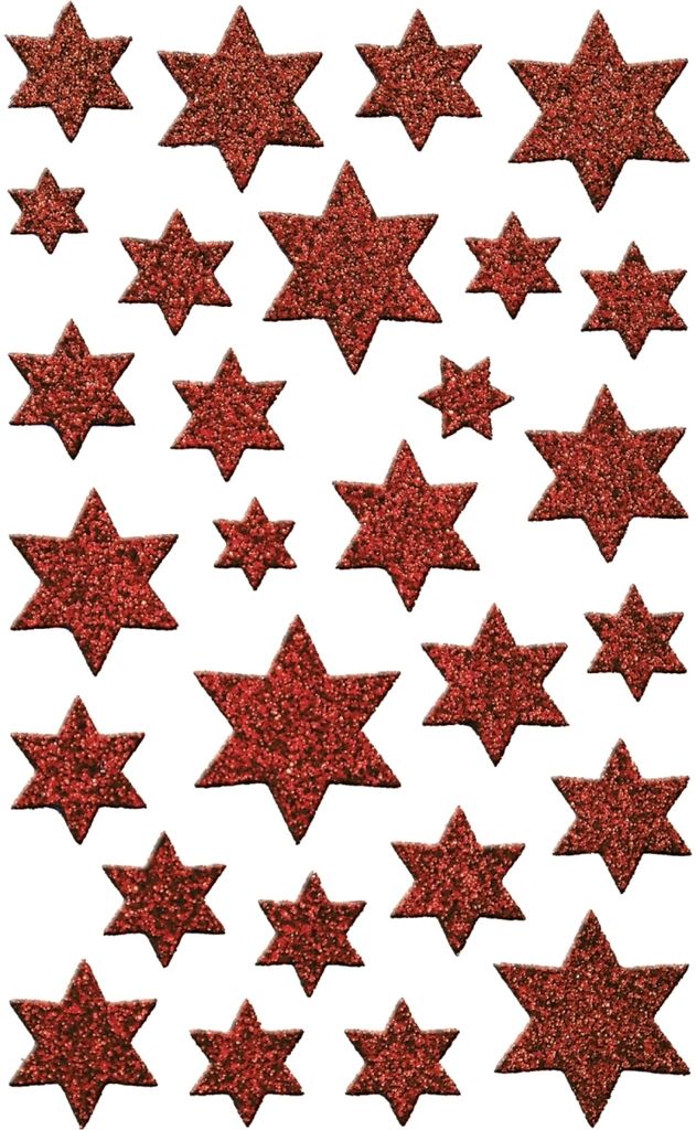 Sticker 76x120mm Glamour 1 Bogen Motiv Sterne rot Packung mit 10 Stück