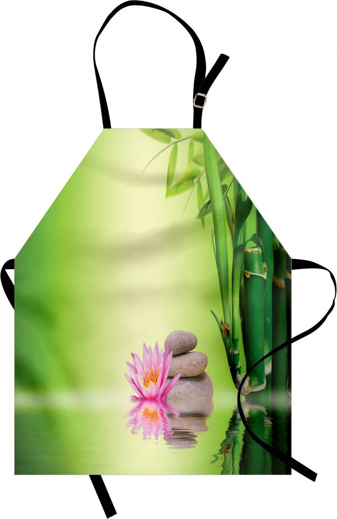 ABAKUHAUS Spa Kochschürze, Zen Garden Asian Self-Control Auffrischungs Einblick im täglichen Leben Achtsamkeit Aktivität Drucken, Höhenverstell...