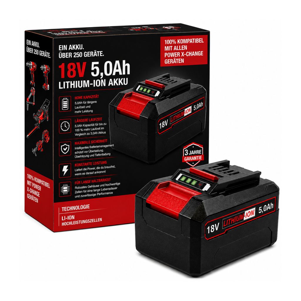 18V 5.0Ah Akku kompatibel mit Einhell Power X-Change – Produktbild 