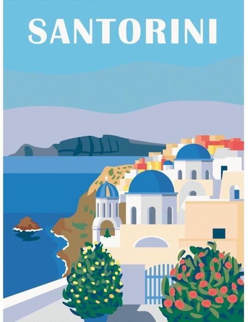 Malen nach Zahlen Erwachsene, Ravensburger CreArt Leinwand 30x40 cm, Santorin, Entspannende Aktivität, Ab 12 Jahren