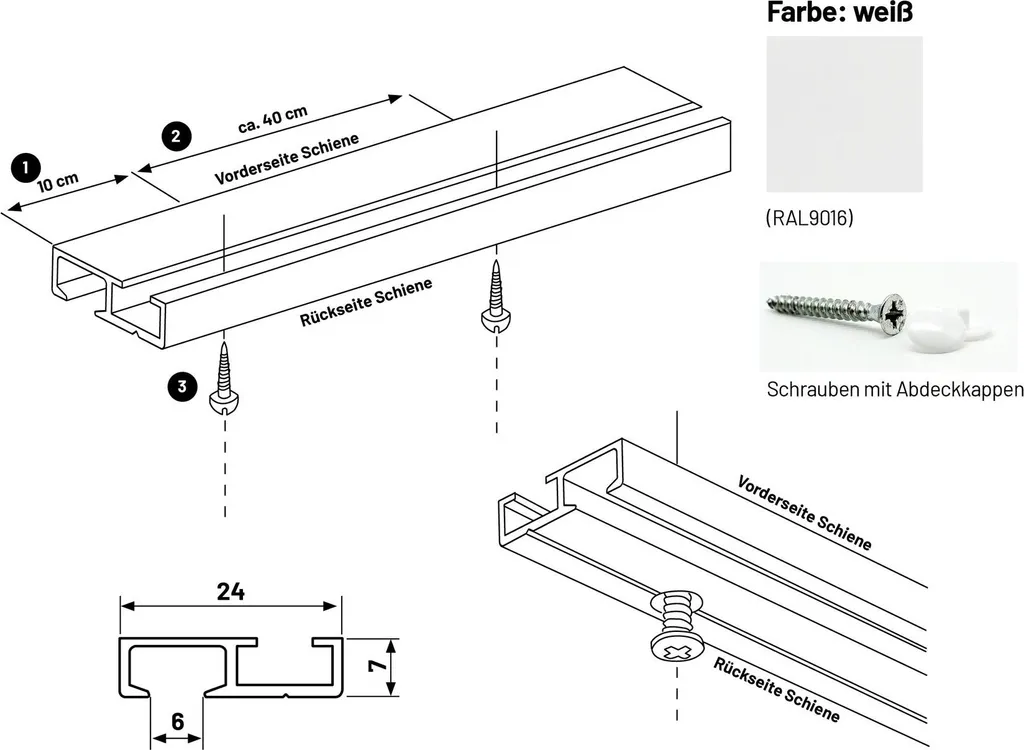 Tringle à rideaux rail chemin de fer Minimal blanc 120cm pour voilage chic - 2