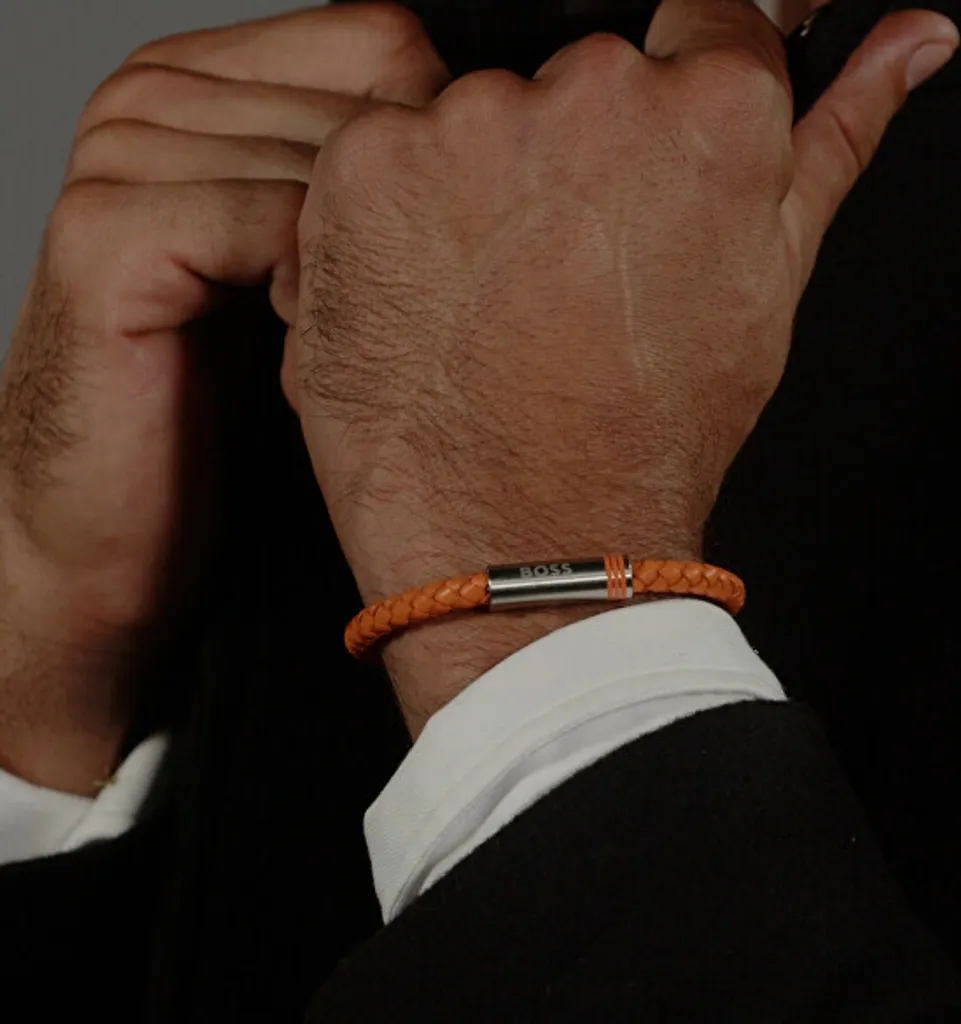 Accessorio BOSS Ares Single 1580625 in Pelle Marrone e Acciaio