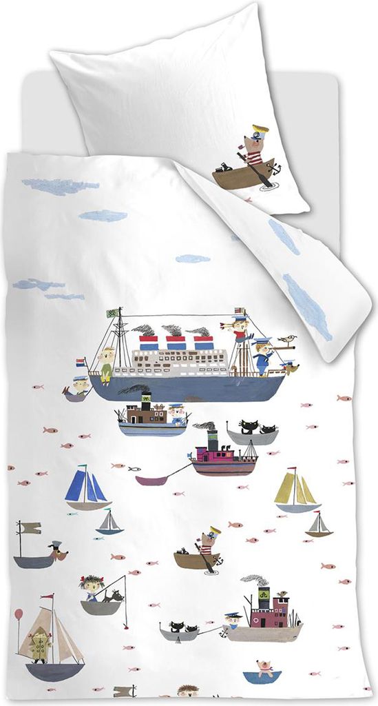 Beddinghouse x Fiep Amsterdam Bettwäsche Bootje varen_Multi_DE_UV_100x135 100 x 135 cm + 1x 40 x 60 cm 1 Bettbezug, 1 Kissenbezug