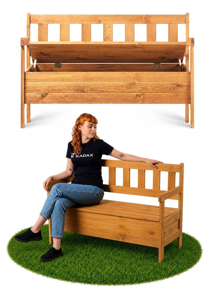 KADAX houten tuinbank met rugleuning, 120 cm, met Productafbeelding 