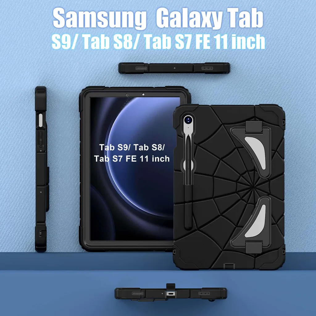 Coque robuste pour tablette Samsung Galaxy Tab S9 FE avec support noir - 3
