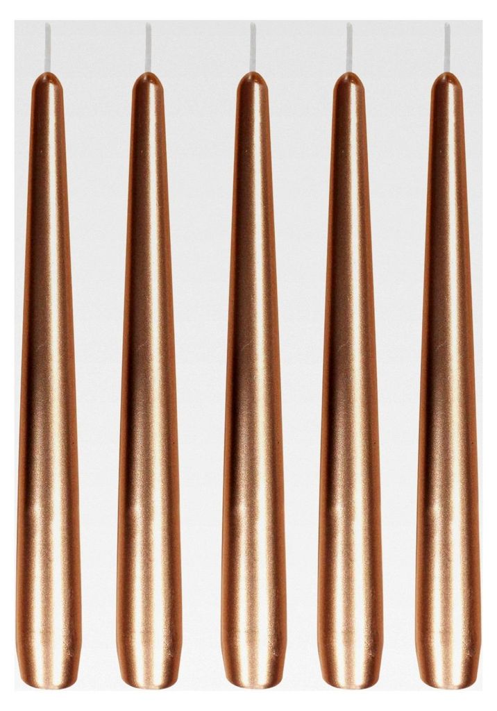 Spitzkerzen Leuchterkerzen Bronze, 5 Stück, Größe ca. 22 x 240 mm, einzeln verpackt