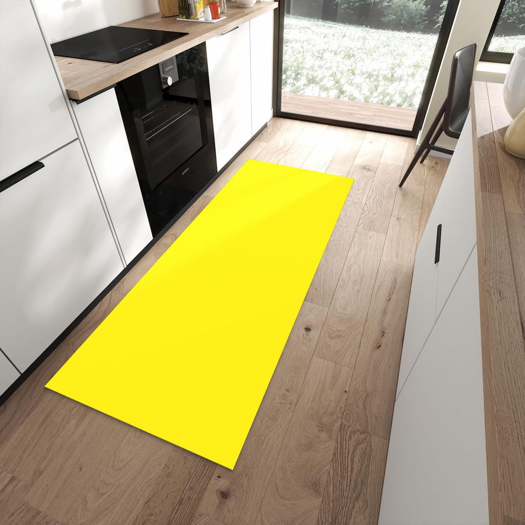 Küchenteppich 80x200cm rutschfest & abwischbar PVC Läufer - Gelber Hintergrund I