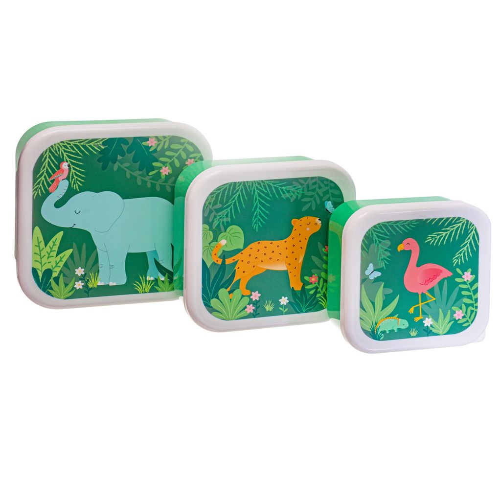 Snack Box Set Jungle Friends Lunchbox Behälter 3-tlg ca. 11,5x11,5x5,5 cm (große Box)