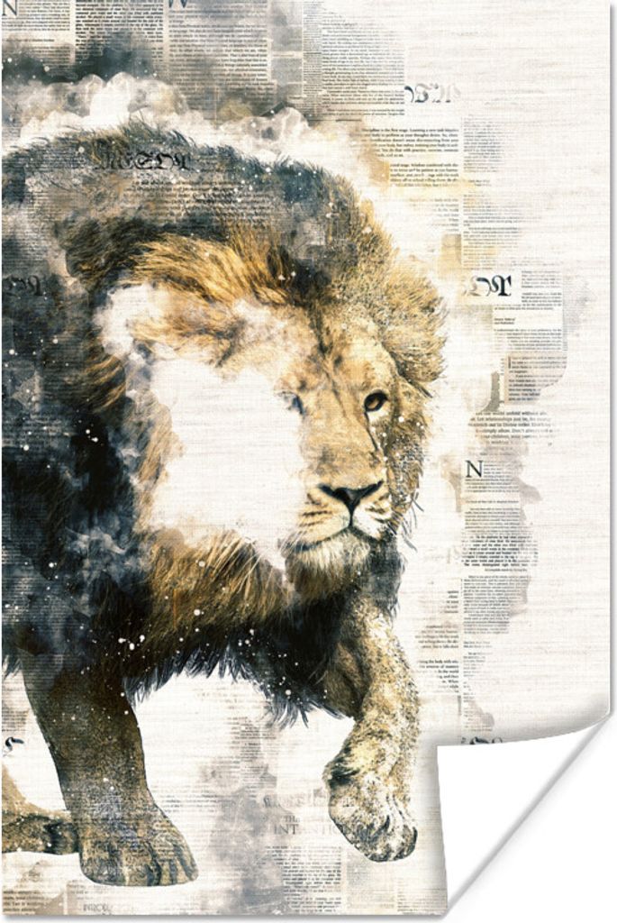 MuchoWow Poster Rauch - Löwe - Abstrakt 60x90 cm - Wanddekoration