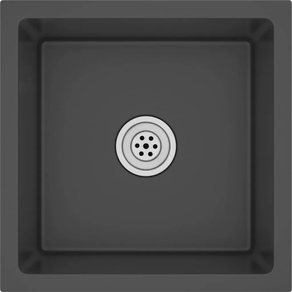 vidaXL Lavello da incasso a mano in acciaio inox nero