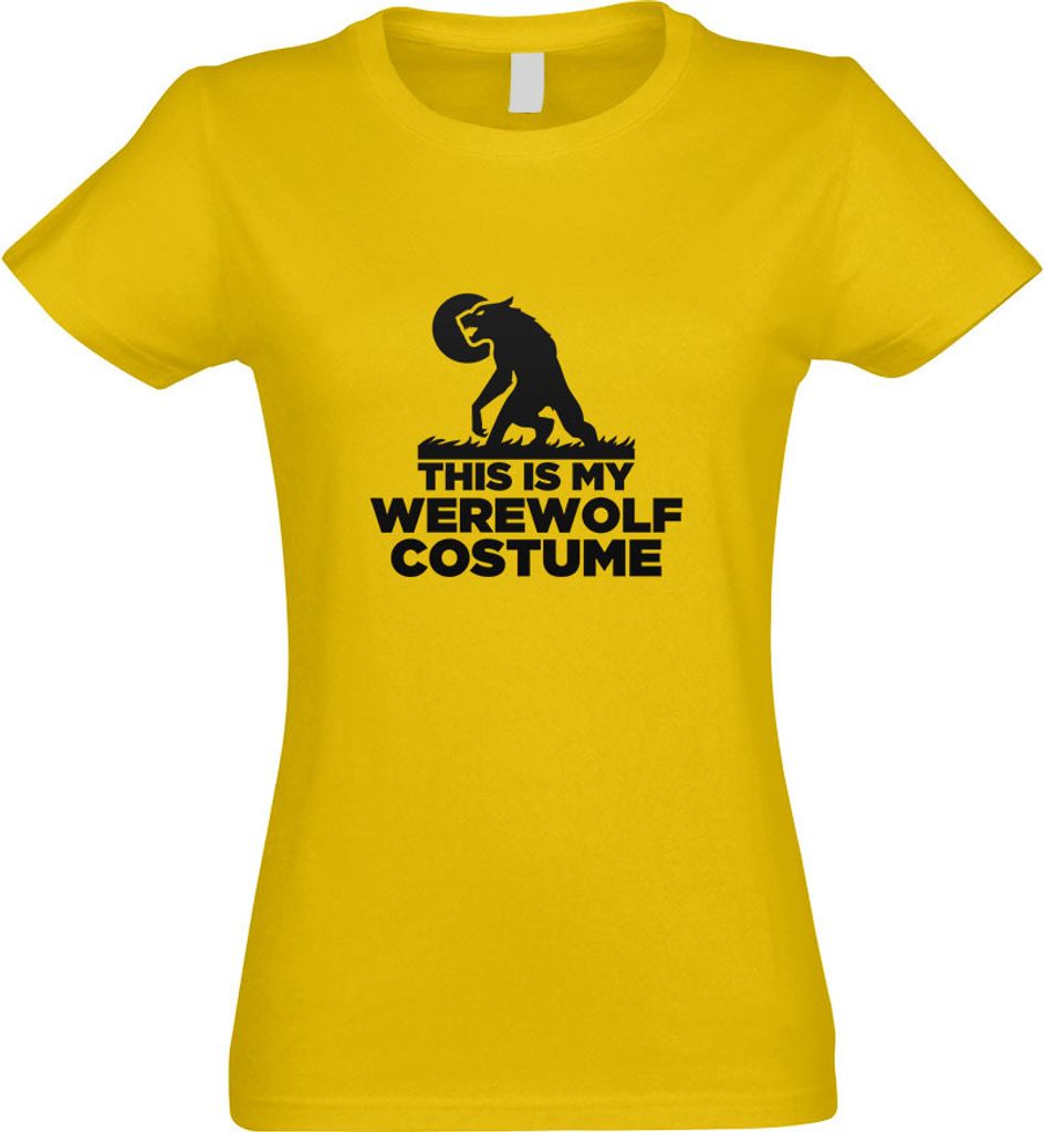 Kiwistar - T-Shirt tailliert - Damen - gelb - This is My Werewolf Costume - mit Motiv Bedruckt - Funshirt Design - Sport - Freizeit - Damen - XXL