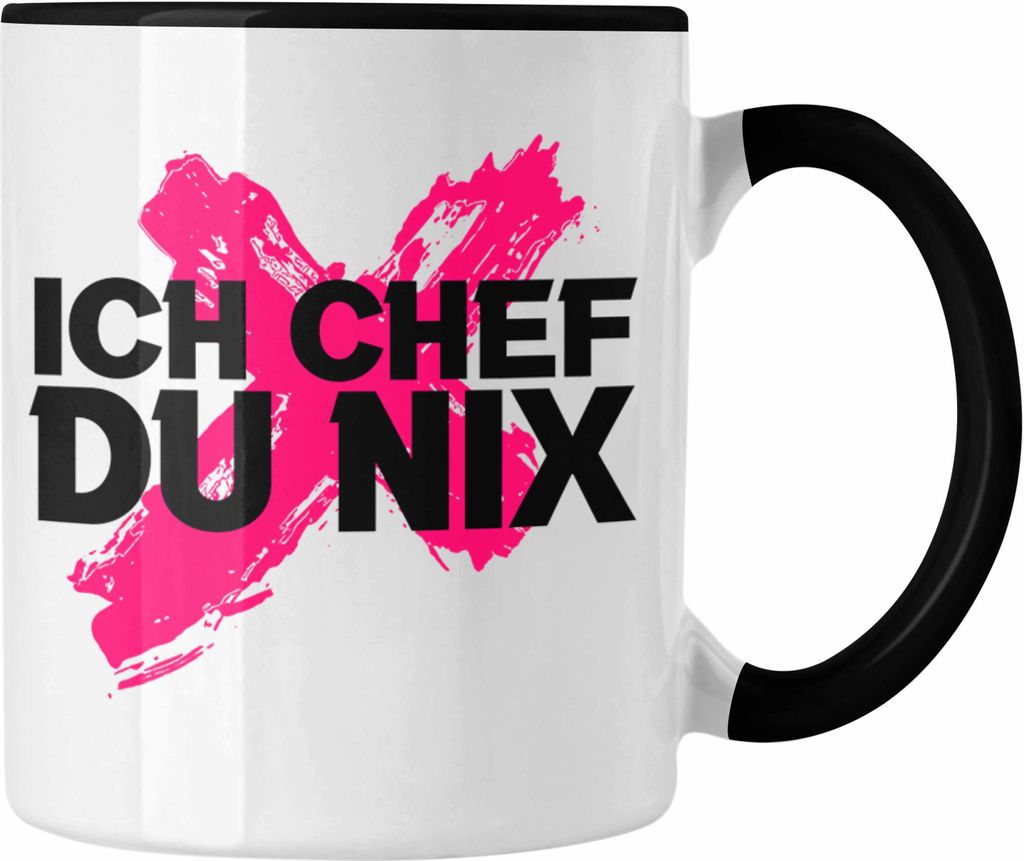 Trendation - Ich Chef Du Nix Tasse Geschenk Von Team Bester Chef Geschenkidee Lustiger Spruch Schaf Tasse (Schwarz)