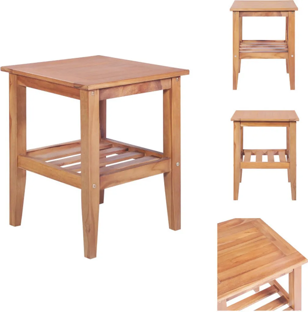 vidaXL Tavolino 40 x 40 x 50 cm quadrato in teak massiccio - Tavolini da caffè